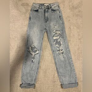 Basic Light Wash Ripped Denim Jeans